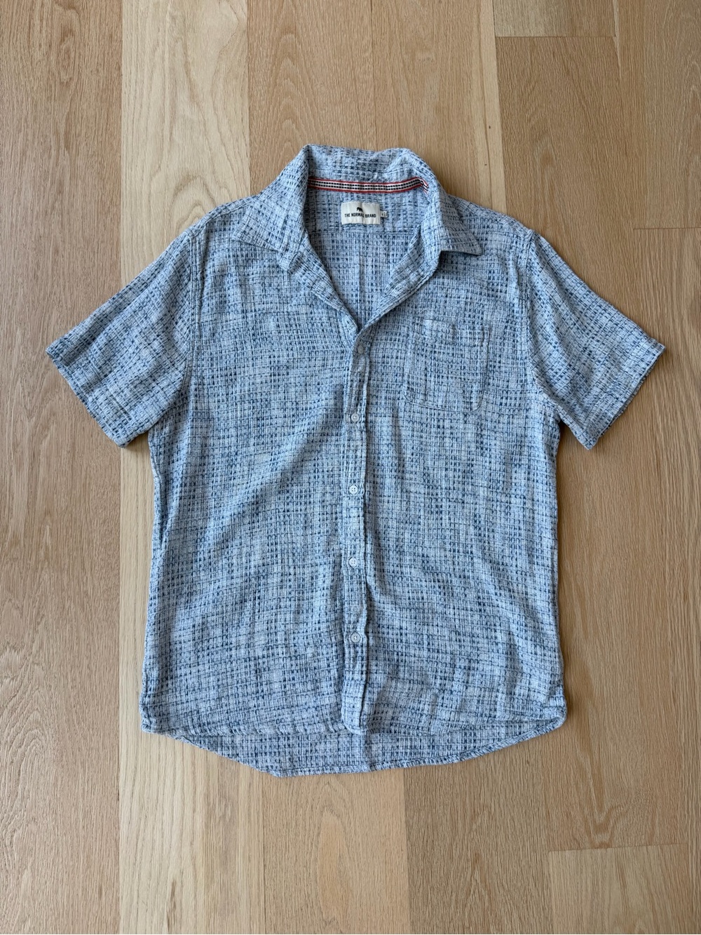 The Normal Brand Freshwater Short Sleeve Button Up Shirt Blue Multi XL - Picture 3 of 7